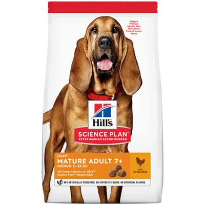 Hill's Science Plan Dog Mature Adult Light Medium Breed Chicken - 14 kg
