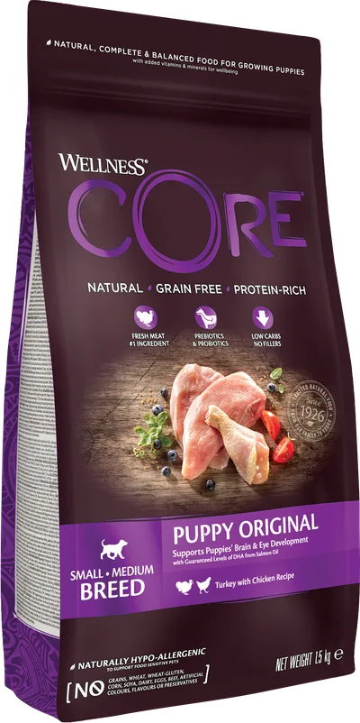 CORE Petfood Dog Puppy Original Small & Medium Chicken & Turkey Dry 1,5 kg