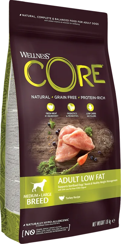 CORE Petfood Dog Adult Low Fat Medium & Large Breed Turkey Dry 1,8 kg