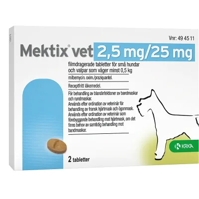 Mektix vet Filmdragerad tablett 2,5mg/25mg Blister, 2tabletter