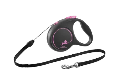 Flexi Rullkoppel Black Design Cord, 5m, S, max 12kg, Rosa