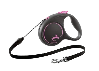 Flexi Rullkoppel Black Design Cord, 5m, M, max 20kg, Rosa