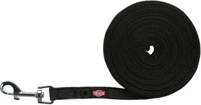 Trixie släplina i bomull, svart Storlek: M–L: 10 m lång / 20 mm bred