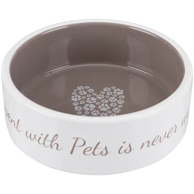 Trixie Pet's Home Hundmatskål i Keramik Vit & Ljusbrun