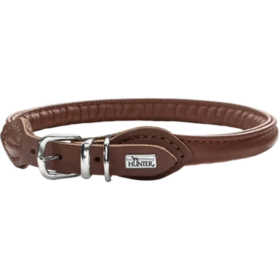 Hunter Hundhalsband Round & Soft Brun XS-S 35 - Halsmått 28-32cm