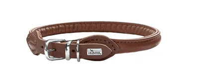 Läderhalsband Rundsytt Brun M