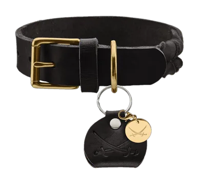 Hunter Hundhalsband Sansibar Solid Cow Leather Svart M 55cm