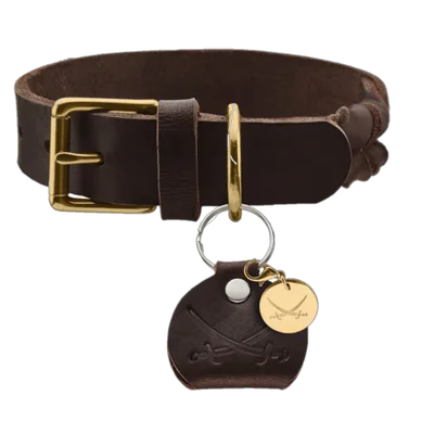 Hunter Hundhalsband Sansibar Solid Cow Leather Mörkbrun L 65cm