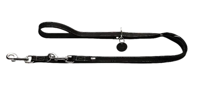 Hunter Hundkoppel Ställbart Aalborg Cow Leather Svart 200cm/15mm