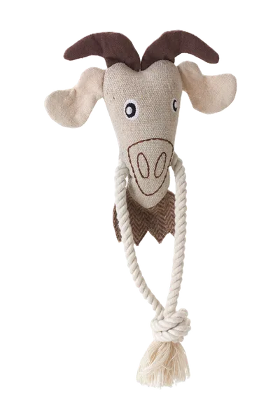 Hunter Dog Toy Nebraska Goat w rope Cotton Beige 30 cm