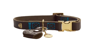 Hunter Hundhalsband Sansibar Cow Leather Mörkbrun M