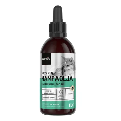 Hampaolja för hundar och katter, 60ml olja 1900 mg - Med Omega 3, -6 & -9