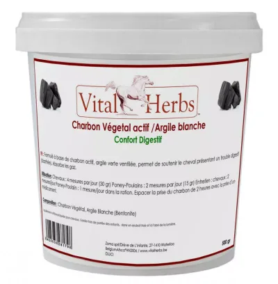 Vital Herbs Aktivt Kol & Bentonit 500 g för hästar