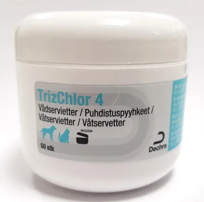 TrizChlor 4 rengöringsservetter 50 st för hundar och katter