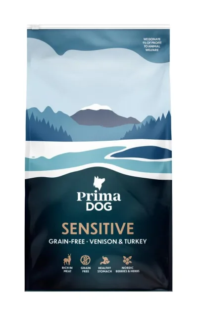 PrimaDog Adult Sensitive Grain Free viltkött & kalkon 10 kg