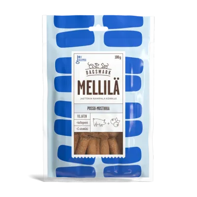Dagsmark Mellilä gris- och blåbärsgodis 100 g för hundar