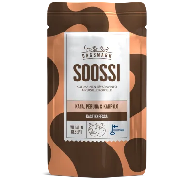 Dagsmark SOOSSI kyckling-potatis-tranbär i sås för hundar