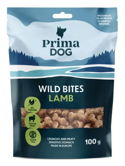 PrimaDog Wild Bites Lamm & Havtorn för hundar 100 g