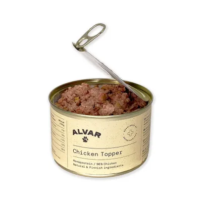 Alvar Pet Chicken Topper Våtfoder för Hund 6 x 400 g