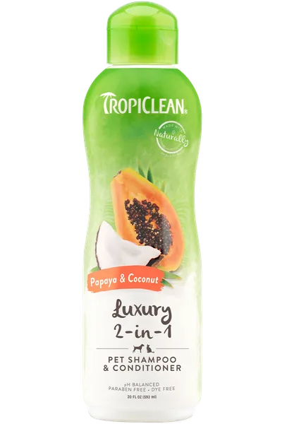 TropiClean Papaya & Coconut Luxury 2-in-1 Shampoo and Conditioner for Pets 355 ml