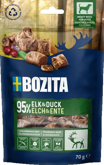 Hundgodis Bozita Snacks Meaty bites elk & duck 70g