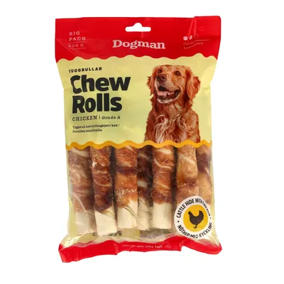 Hundtugg Dogman Tuggrullar med kyckling vit M 17,5cm 10-p