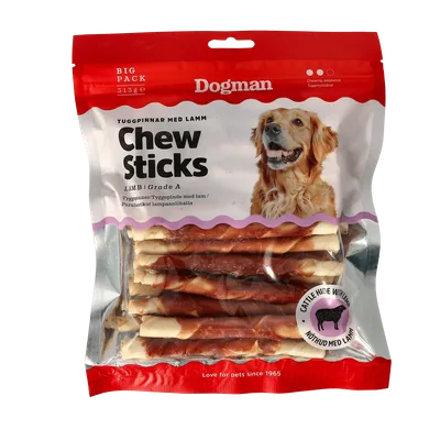 Hundtugg Dogman Tuggpinnar med lamm vit S 12,5cm 25-p