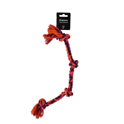 Hundleksak Dogman rep med 4 knutar orange L 45cm