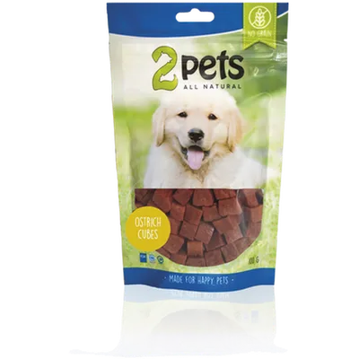 2pets Dogsnack Ostrich Cubes 100 g