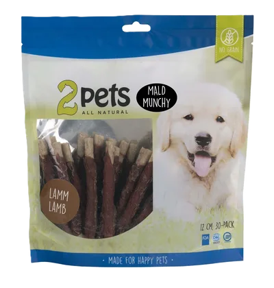 2pets Tuggpinne mald, lamm, 12cm, 30-pack, 400g
