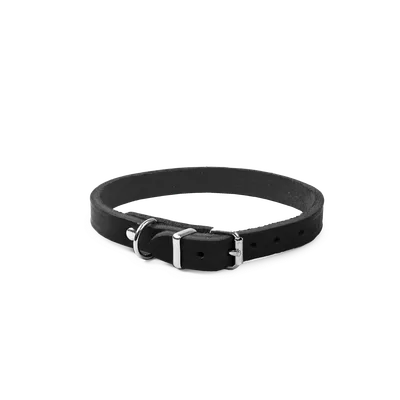 Selected by ZOO Läderhalsband Hera ställbart Svart 12 mm x 24-29 cm