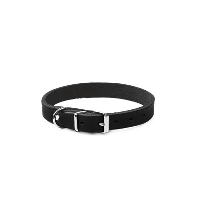 Selected by ZOO Läderhalsband Hera ställbart Svart 14 mm x 24-31 cm