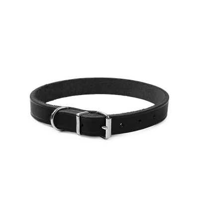 Selected by ZOO Läderhalsband Hera ställbart Svart 16 mm x 28-35 cm