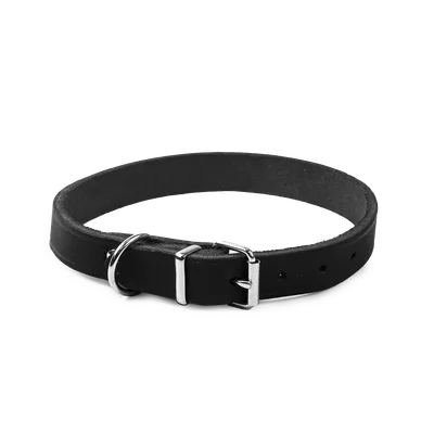Selected by ZOO Läderhalsband Hera ställbart Svart 18 mm x 32-39 cm