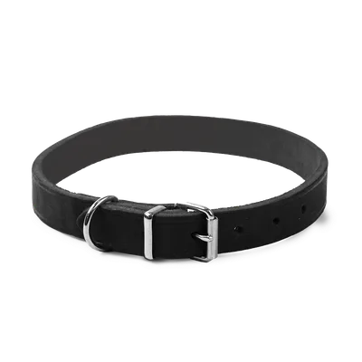 Selected by ZOO Läderhalsband Hera ställbart Svart 20 mm x 36-44 cm