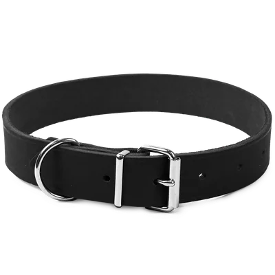 Selected by ZOO Läderhalsband Hera ställbart Svart 30 mm x 47-59 cm