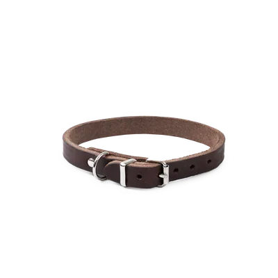 Selected by ZOO Läderhalsband Hera ställbart Brun 12 mm x 24-29 cm