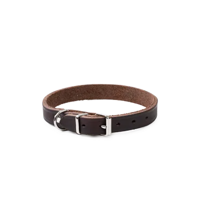 Selected by ZOO Läderhalsband Hera ställbart Brun 14 mm x 24-31 cm