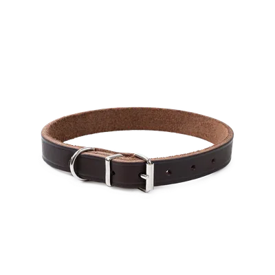 Selected by ZOO Läderhalsband Hera ställbart Brun 16 mm x 28-35 cm
