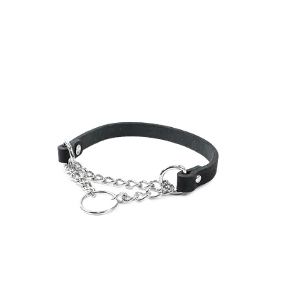 Selected by ZOO Läderhalsband Hera halvstryp Svart 12 mm x 24-31 cm