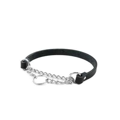 Selected by ZOO Läderhalsband Hera halvstryp Svart 12 mm x 28-35 cm