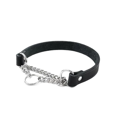 Selected by ZOO Läderhalsband Hera halvstryp Svart 18 mm x 32-39 cm