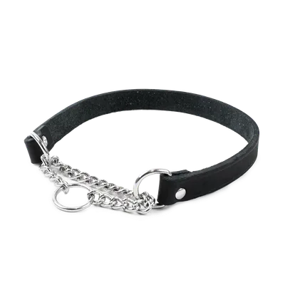 Selected by ZOO Läderhalsband Hera halvstryp Svart 18 mm x 36-44 cm