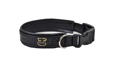 Gustaf och Evita Läderhalsband ställbart, 35-40cm, Svart