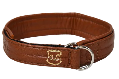 Gustaf och Evita Läderhalsband halvstryp, 37,5cm, Cognac