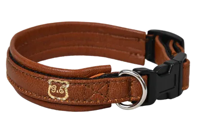 Gustaf och Evita Läderhalsband ställbart, 25-30cm, Cognac