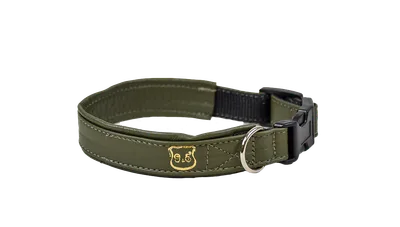 Gustaf och Evita Läderhalsband ställbart, 40-45cm, Olivgrön