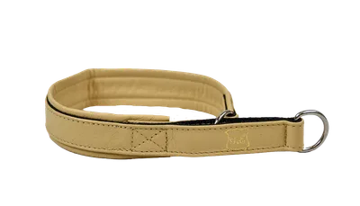 Gustaf och Evita Läderhalsband halvstryp, 30cm, Beige