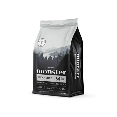 Monster Pet Food Dog Original Dynamite Chicken/Turkey All Breed 2 kg