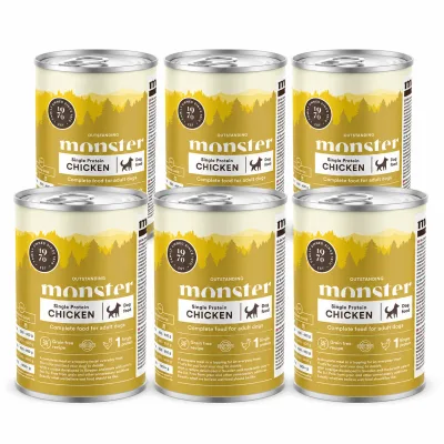 Monster Dog Adult Single Protein kyckling 6 x 400 g för hundar